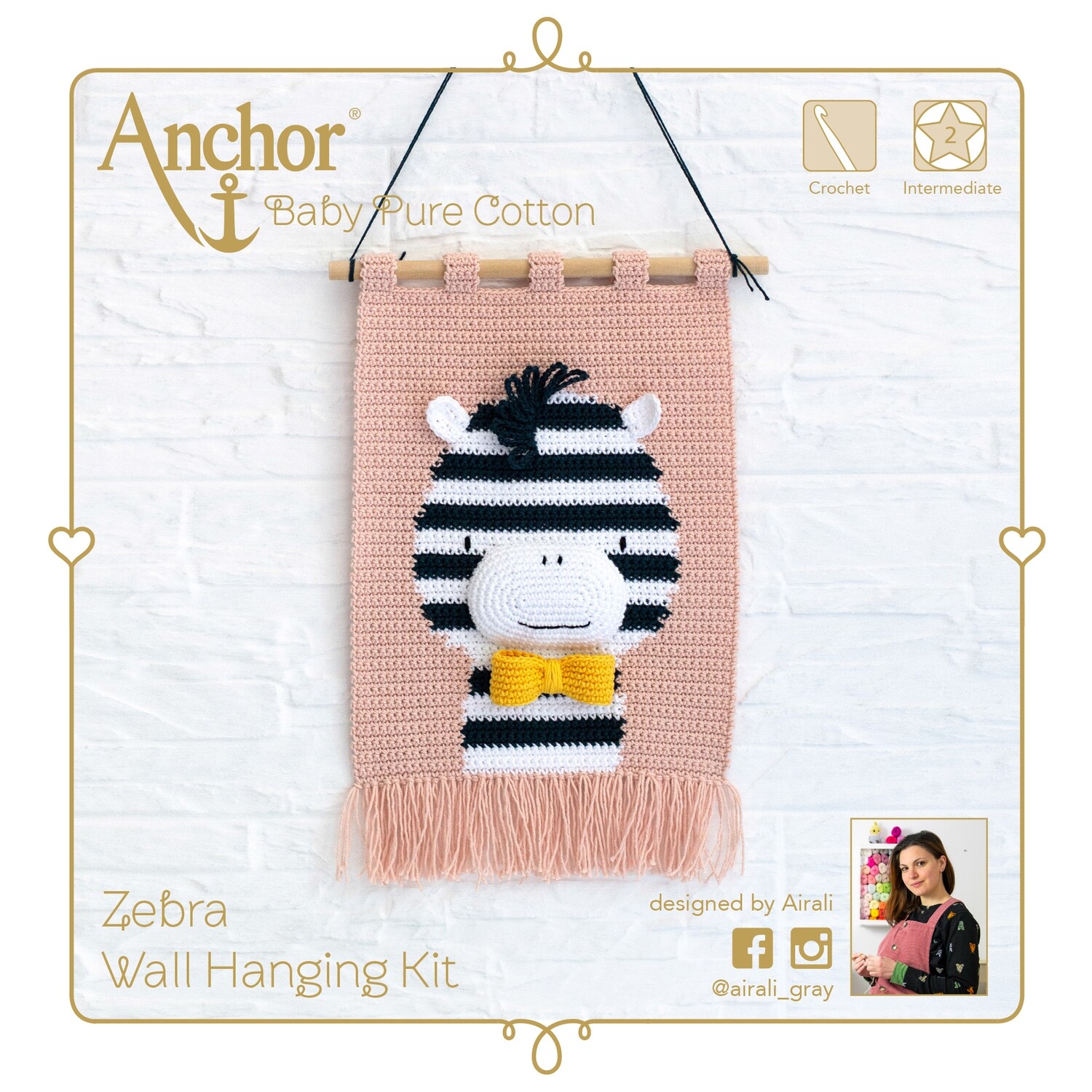 Anchor Wallhanging Crochet Kit - Zebra