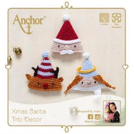 Anchor Crochet Kit - Christmas Santa Trio Décor Amigurumi