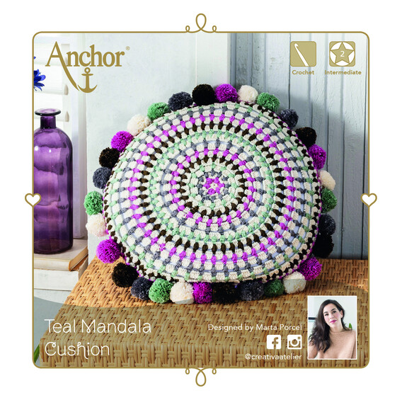Anchor Crochet Kit - Mandala cushion teal