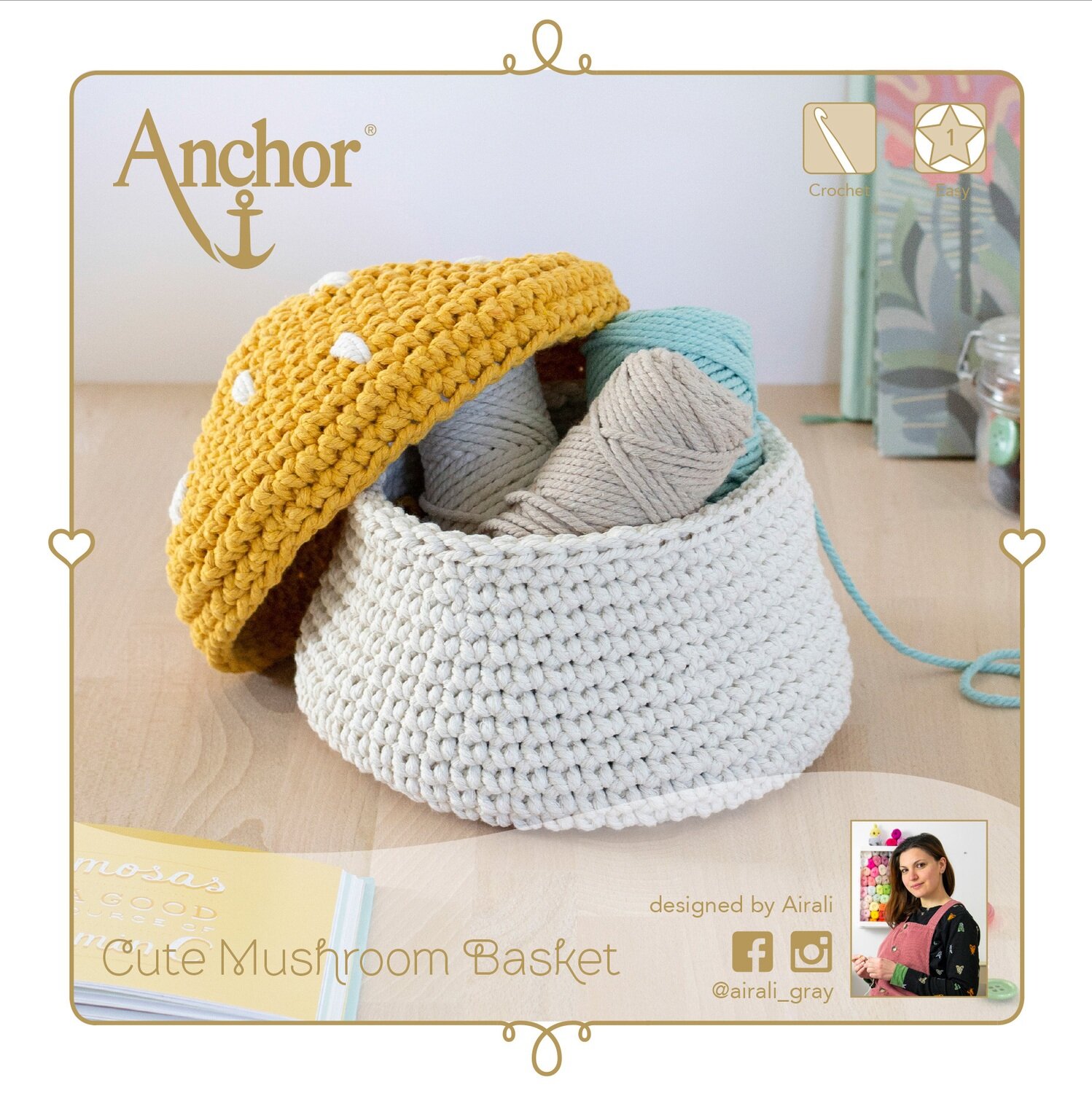 Anchor Crochet kit-Mushroom basket