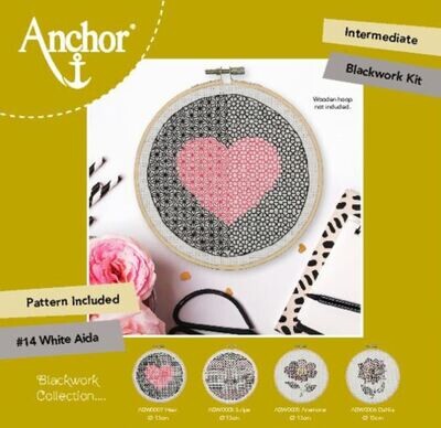 Anchor Essential Kit - Modern Blackwork Kit - Heart