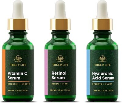 Anti Aging Serum 3-Pack - Face Serum Full Regimen - Vitamin C Serum, Retinol Serum, Hyaluronic Acid Serum