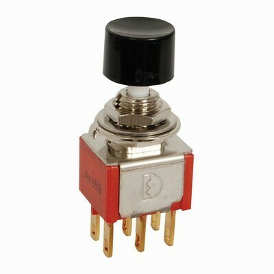 SWITCH PUSH MOM DPDT BLK 3A@125VAC