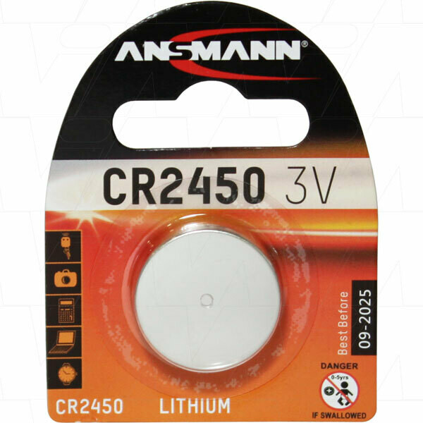 CR2450 3v Lithium Coin Cell Blister Of 1
