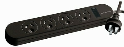 PWRBRD 4WAY FLTR/SURGE/O/LOAD BLK