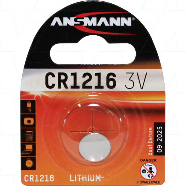 CR1216 3V Lithium Coin Cell Blister of 1