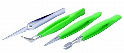 TWEEZERS SET STAINLESS STEEL 4PCE