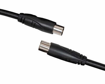 TV Coaxial Plug to Socket Cable - 1.5m Black