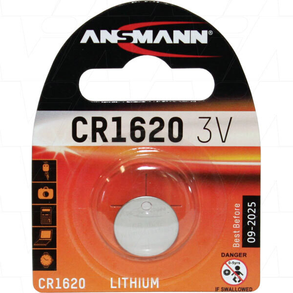 CR1620 3v Lithium Coin Cell Blister Of 1