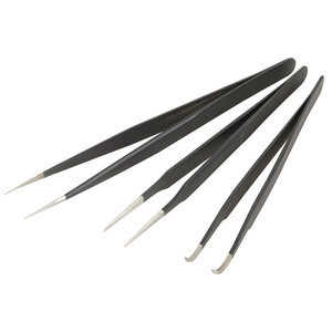 TWEEZERS SET S/LESS STEEL ESD SAFE