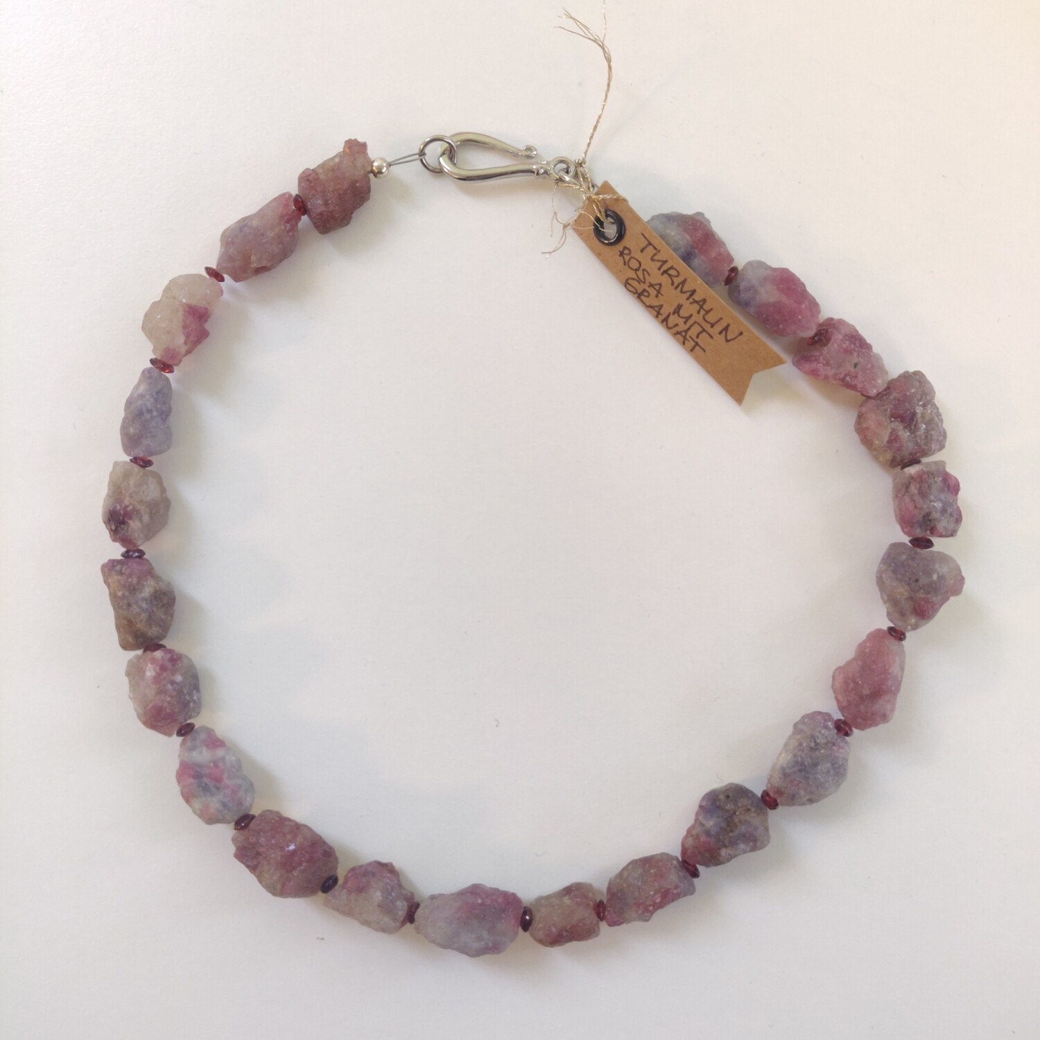 Edelsteinkette Turmalin rosa mit Granat