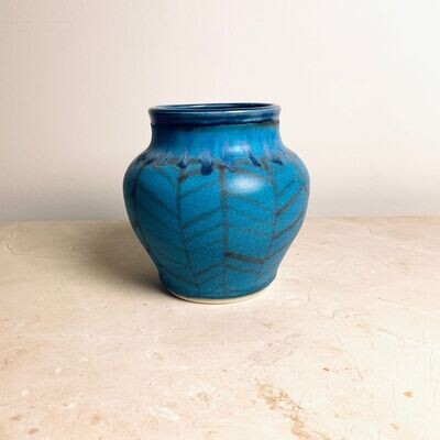 Medium Turquoise Herringbone Vase