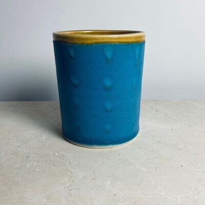 Turquoise Cylindrical Vase or Utensil Holder