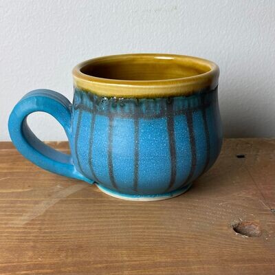 Turquoise Striped Bulb Mug