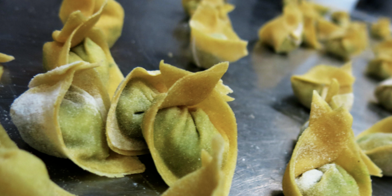 Tortelli al ripieno di piselli