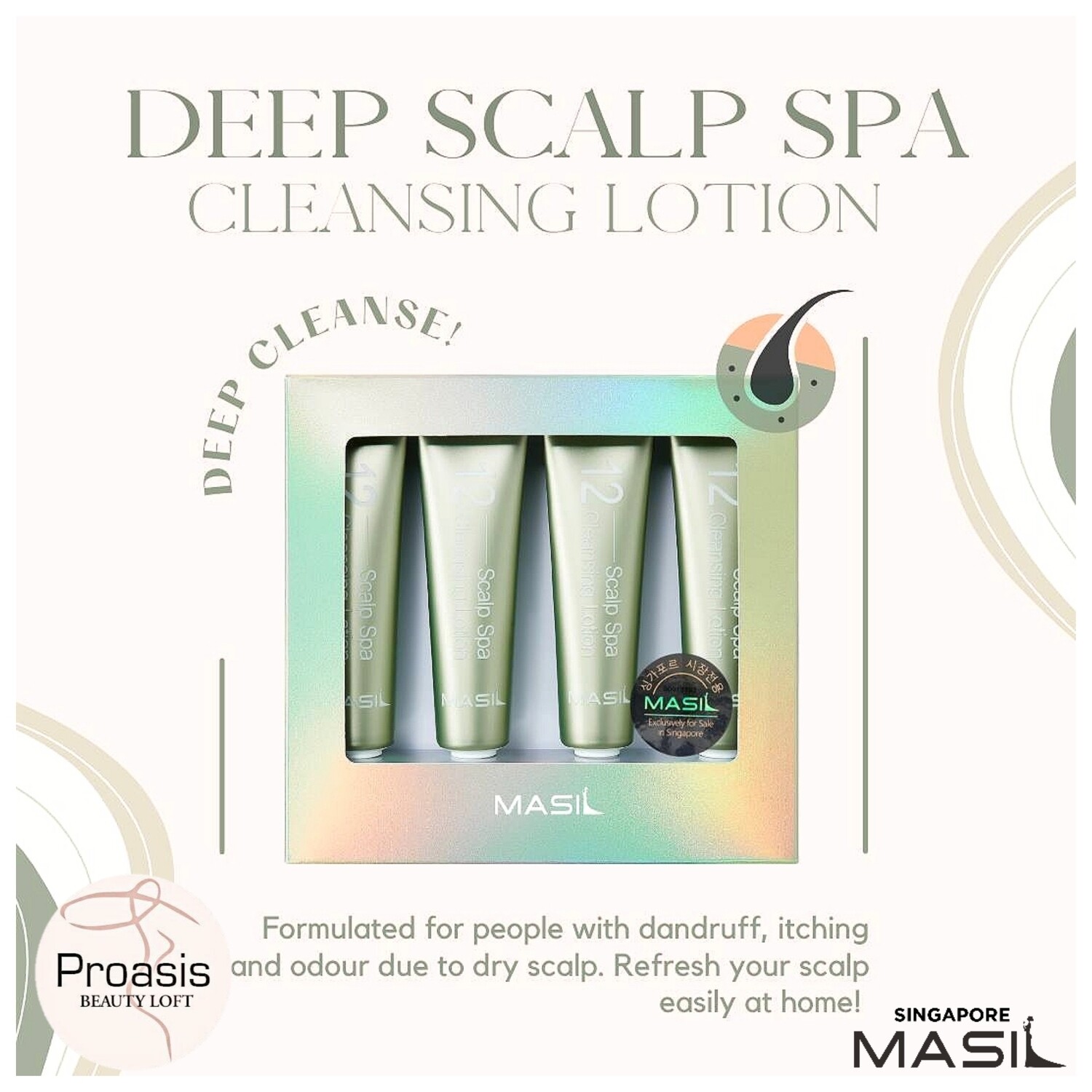 MASIL 12 Scalp Spa Cleansing Lotion (4 tubes in a box) Made In Korea 