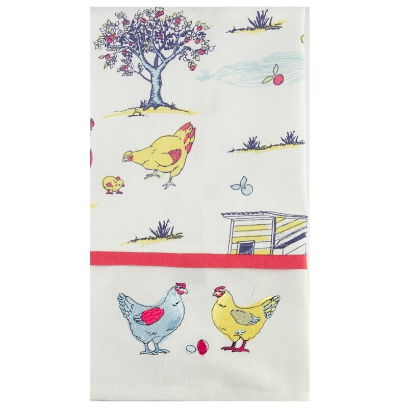 Certified Organic Cotton Tea Towel - 'Chicken'
