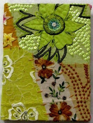 Recycled Silk Sari Notebook, hand decorated
