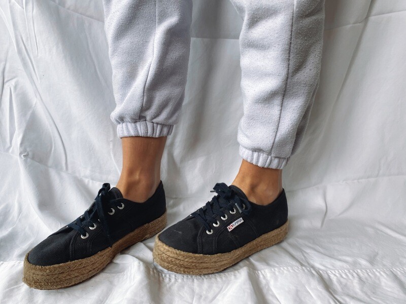 Superga Navy Canvas Platform Shoe