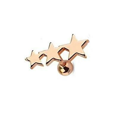 Rose Gold Titanium Triple Star barbell