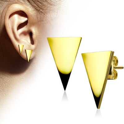 Pair of Plain Hand Polished Triangle 316L Stainless Steel Earring Studs