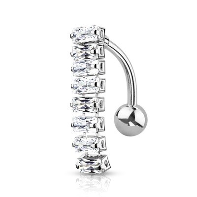 8 Baguette CZ 316L Surgical Steel Top Drop Belly Button Navel Rings