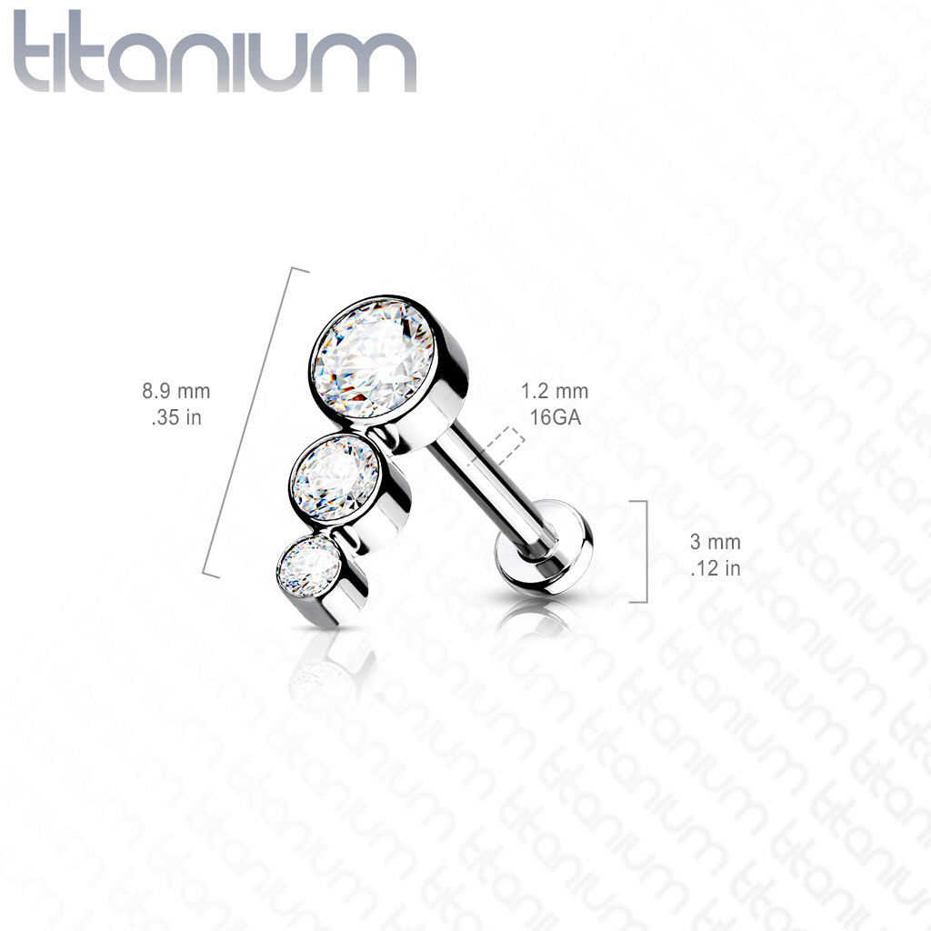 Titanium Glam Labret, Flat Back
