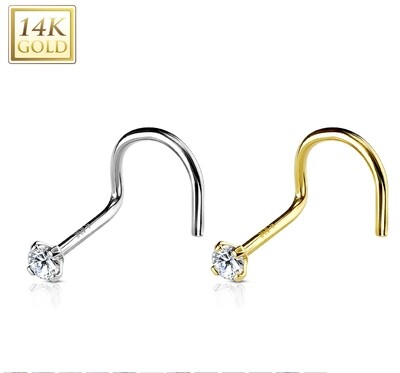 14Kt Gold Nose Screw Ring