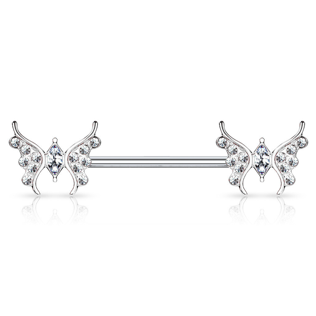 Butterfly Surgical Steel Barbell Nipple Ring