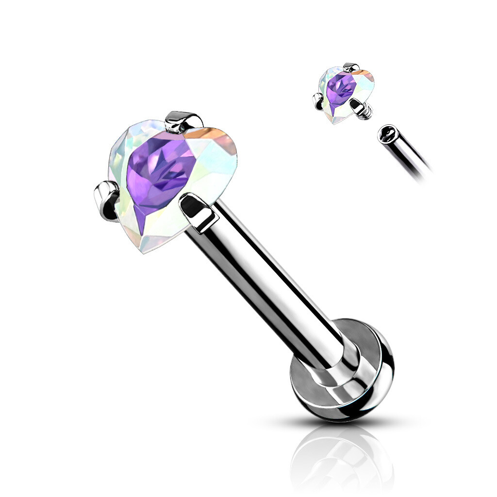 Heart Flat Back Prong Set Heart Flat Back Prong Set, Colour: Aurora Borealis, Size: 6 mm