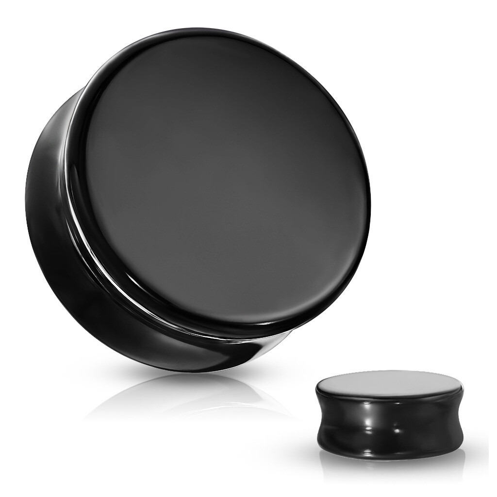 Black Obsidian Natural Stone Double Flared Plugs
