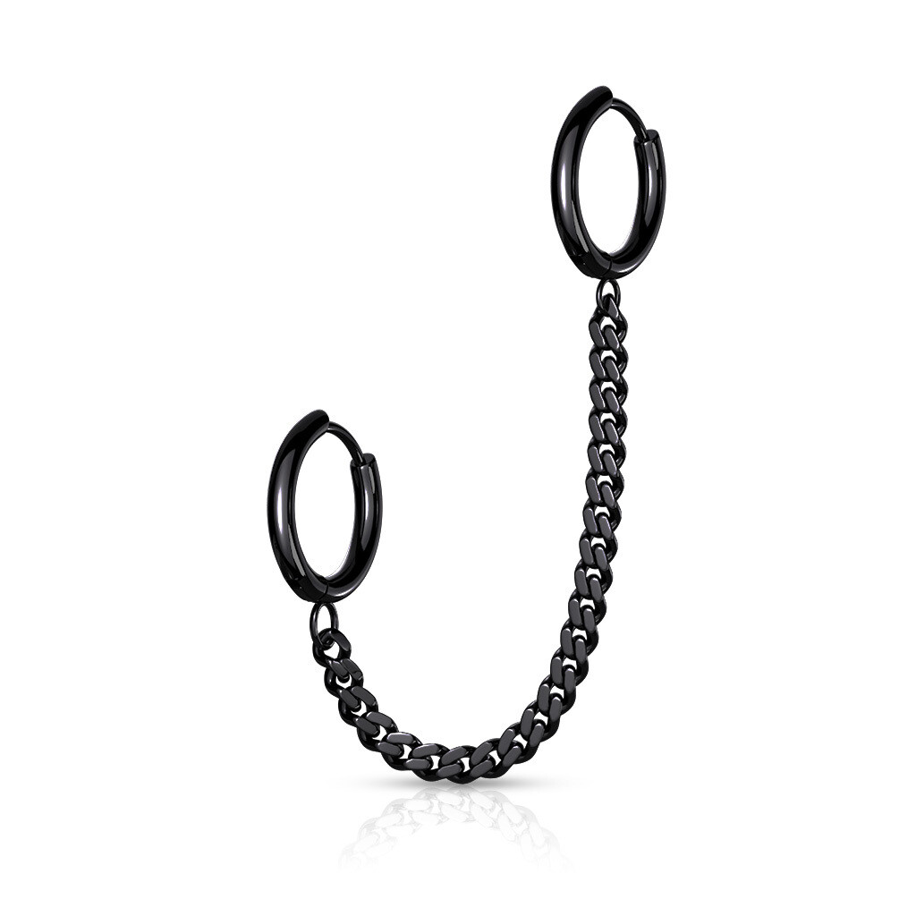 Chain Linked Round Clicker Ear Hoops - Surgical Steel