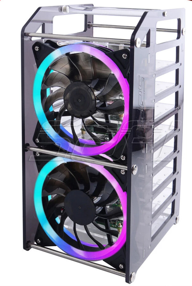 52Pi Rack Tower 8 Layer Acrylic Cluster Case LED/RGB Fan