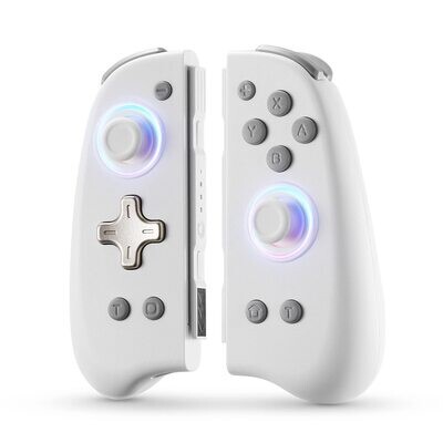 White/Gold/Grey SLIM LED Joy-Con for Nintendo Switch. BinBok/DOYOKY