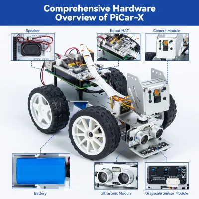 SunFounder Picar-X AI Video Robot Car Kit for Raspberry Pi