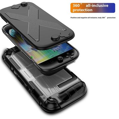 For Nintendo Switch 2 Full Body Protection Case PC + TPU Shockproof Cover with Silicone Cable Strap.