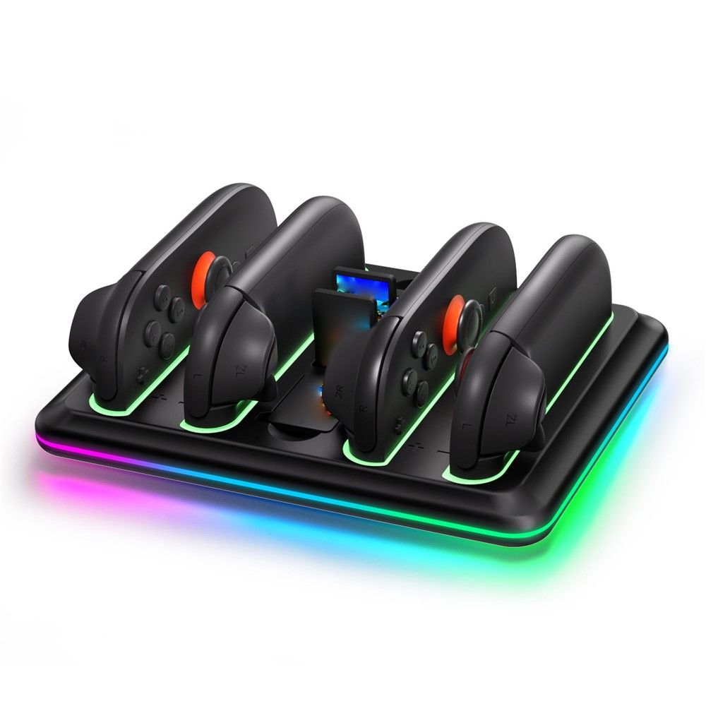 For Nintendo Switch 2 - Controller Charging Dock Station Game Console Joy-Con Charger Stand with Game Card Slot, RGB Lights