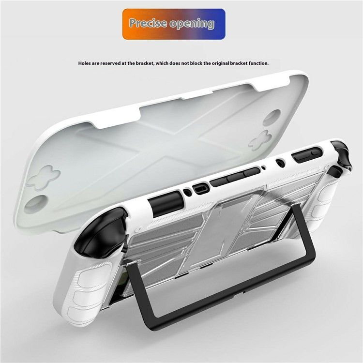 Full Body Protection Switch 2 Shell/Case. PC + TPU Shockproof Cover with Silicone Cable Strap. (White)