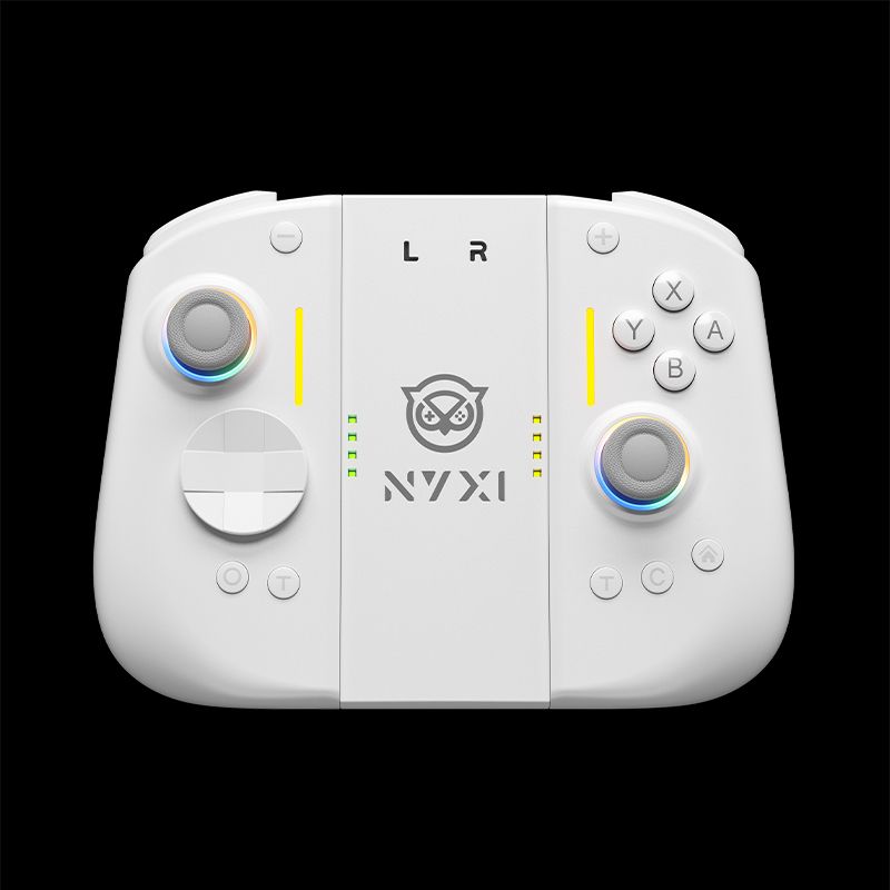 Nyxi Hyperion 3 Switch 2 Joy-Con WHITE — Hall effect sticks. front View