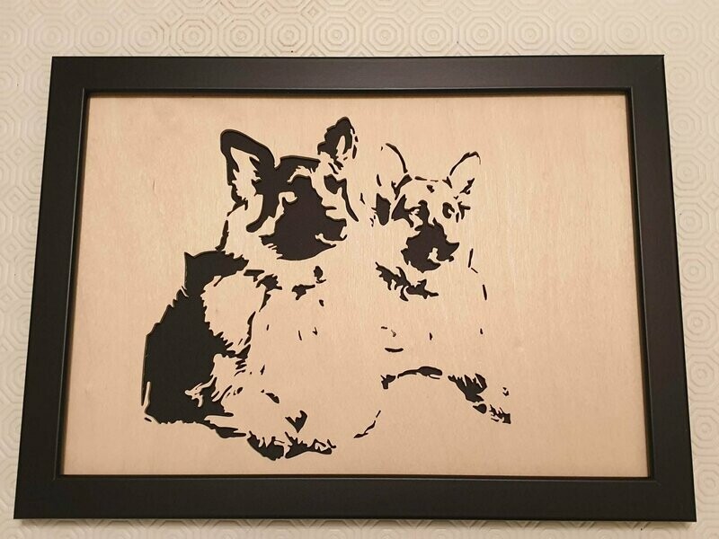 Pair of Alsatians Fretwork Picture