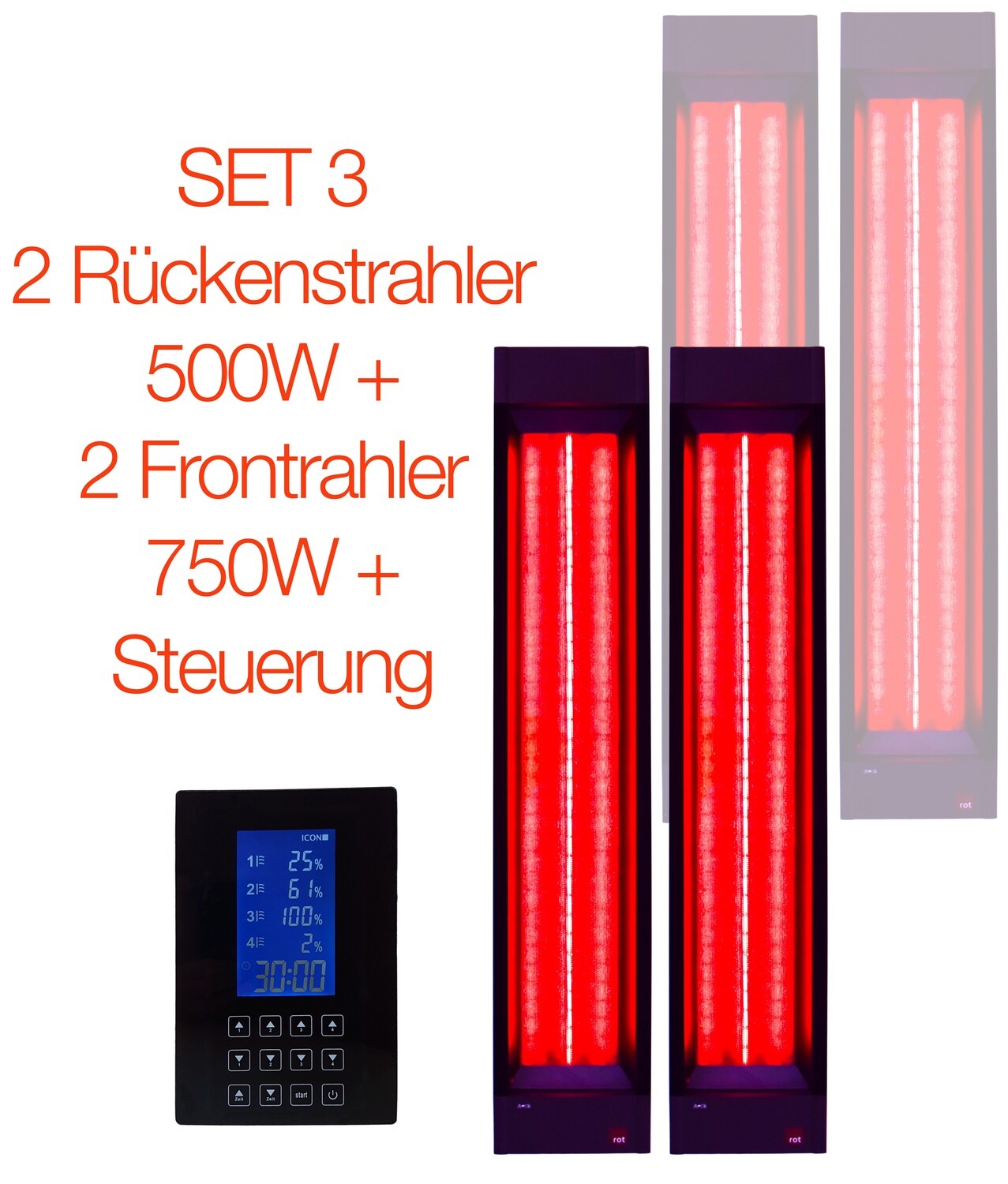 B-Ware: 2x InfraROTmed CLASSIC 500W + 2x 750W + icon 4 Touch