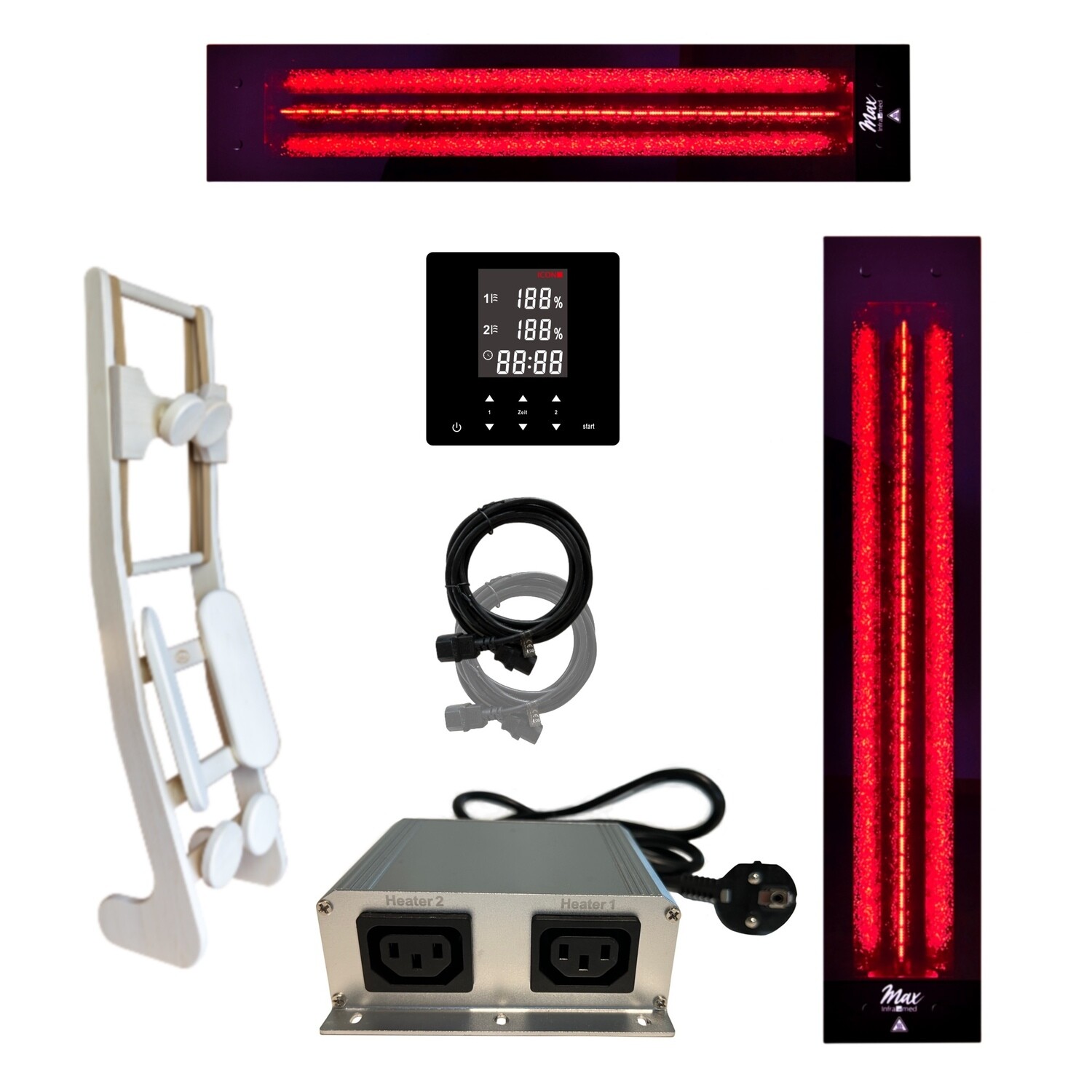 SET 1x InfraROTmed MAX© 500W + 1x InfraROTmed MAX© 1300W + icon 2 TOUCH + Lehne HaLu