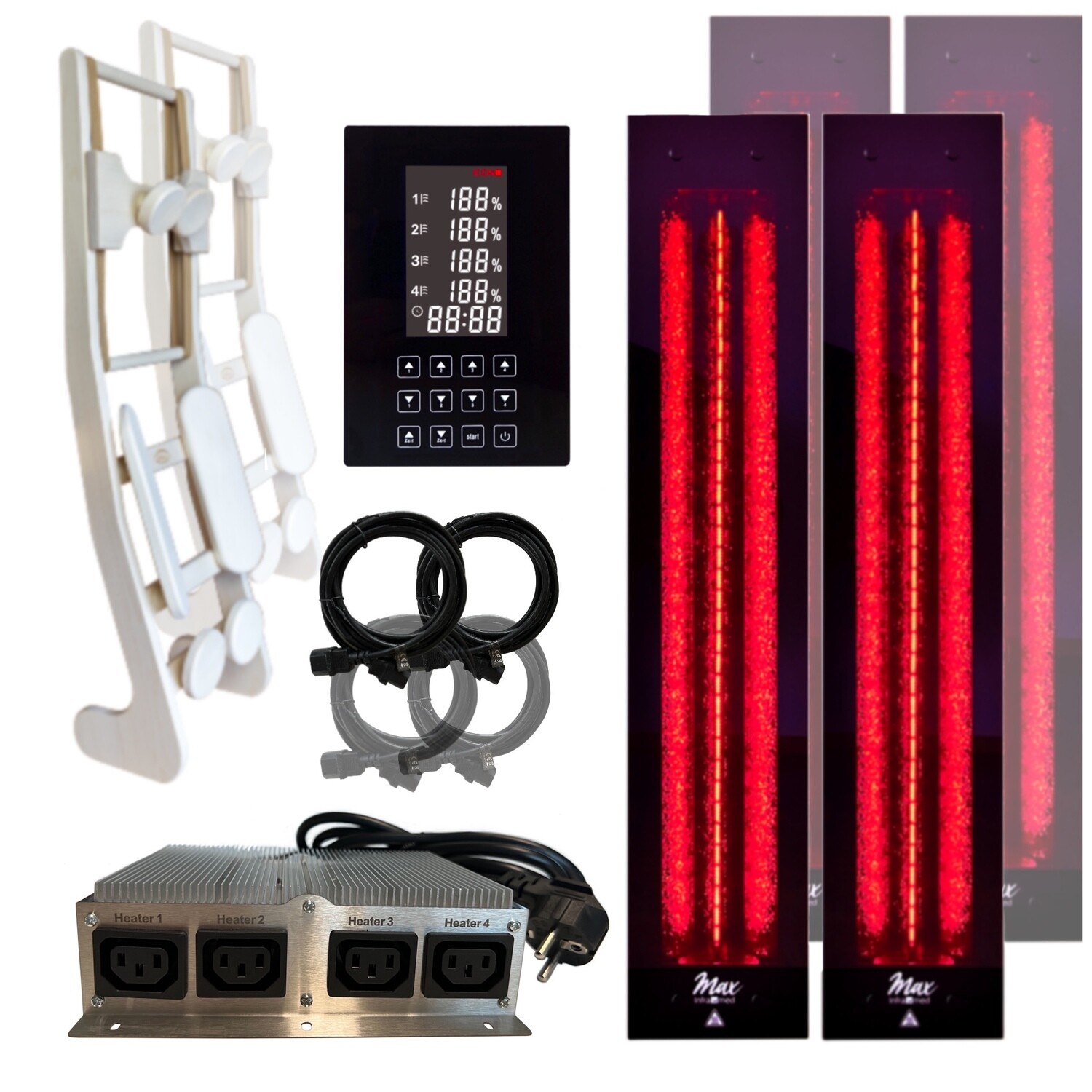 2x InfraROTmed MAX© 500W + 2x InfraROTmed MAX© 750W + icon 4 TOUCH + 2x Lehne HaLu