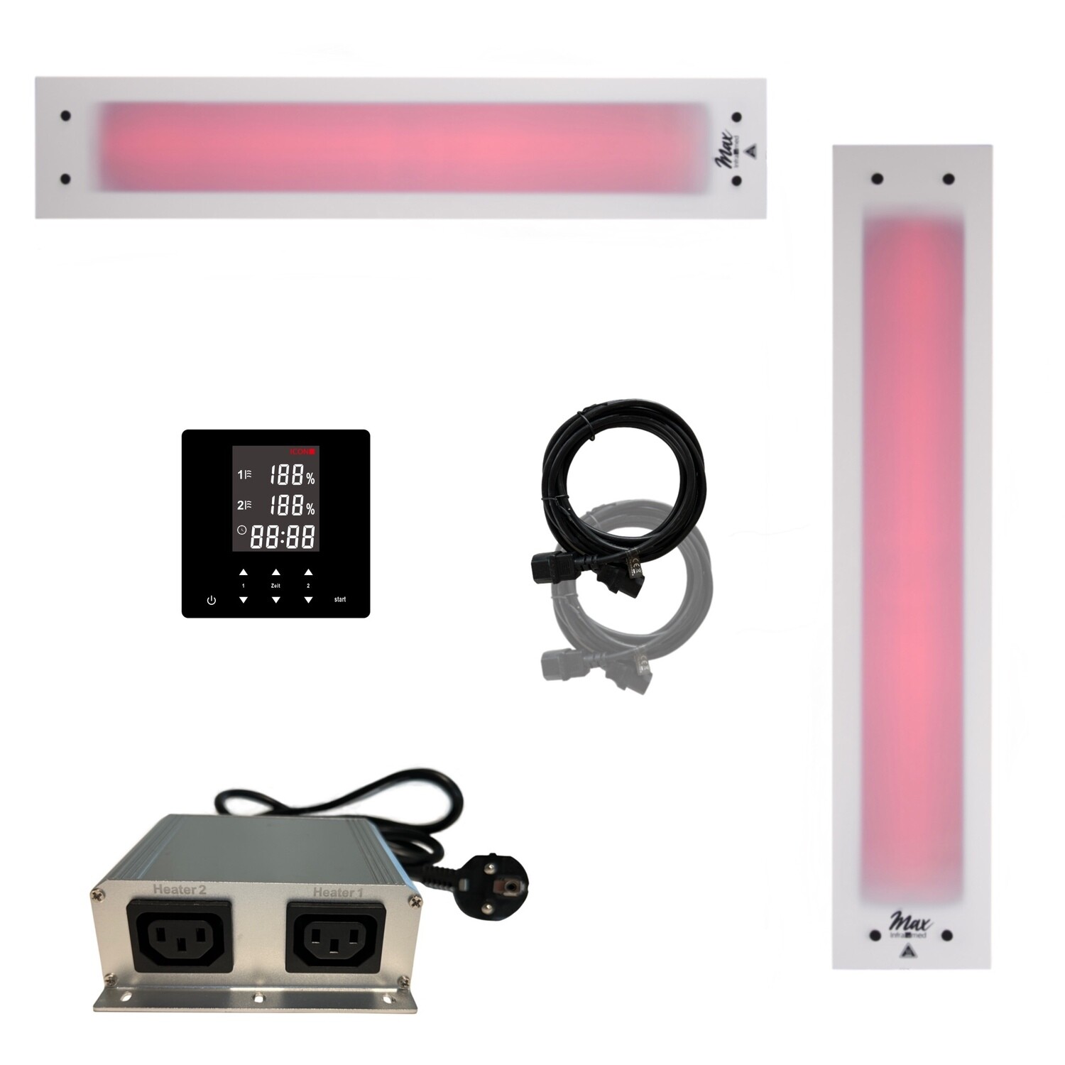 SET 1x Rückenstrahler InfraROTmed MAX© ICE 500W + 1x Deckenstrahler InfraROTmed MAX© ICE 1300W + icon 2 TOUCH