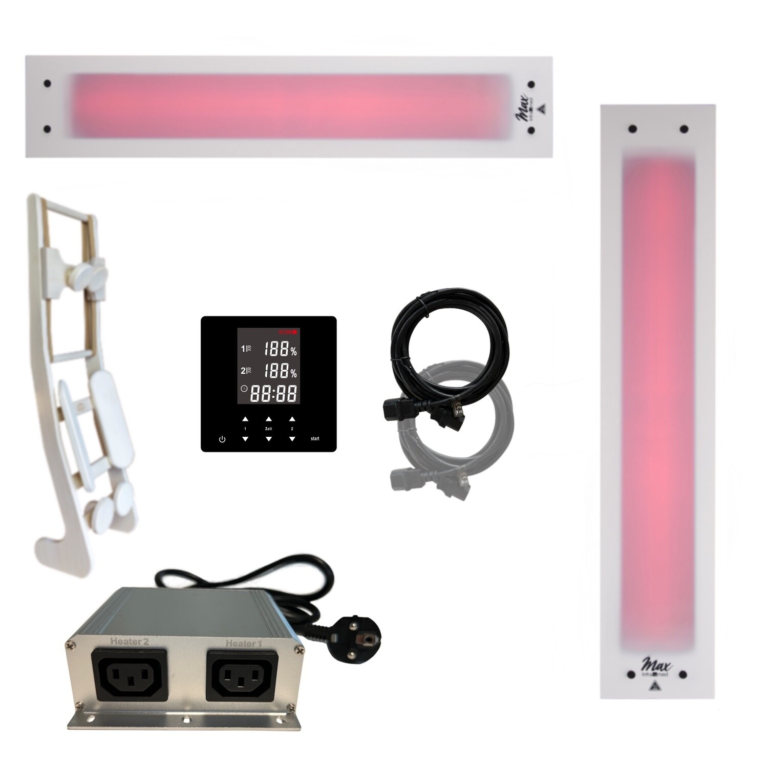 SET 1x back heater InfraROTmed MAX© ICE 500W + 1x ceiling heater InfraROTmed MAX© ICE 1300W + icon 2 TOUCH + backrest HaLu