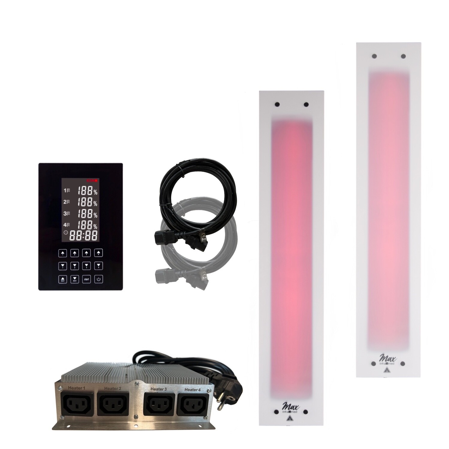 SET 1x Rückenstrahler InfraROTmed MAX© ICE 500W + 1x Frontstrahler InfraROTmed MAX© ICE 750W + icon 4 TOUCH