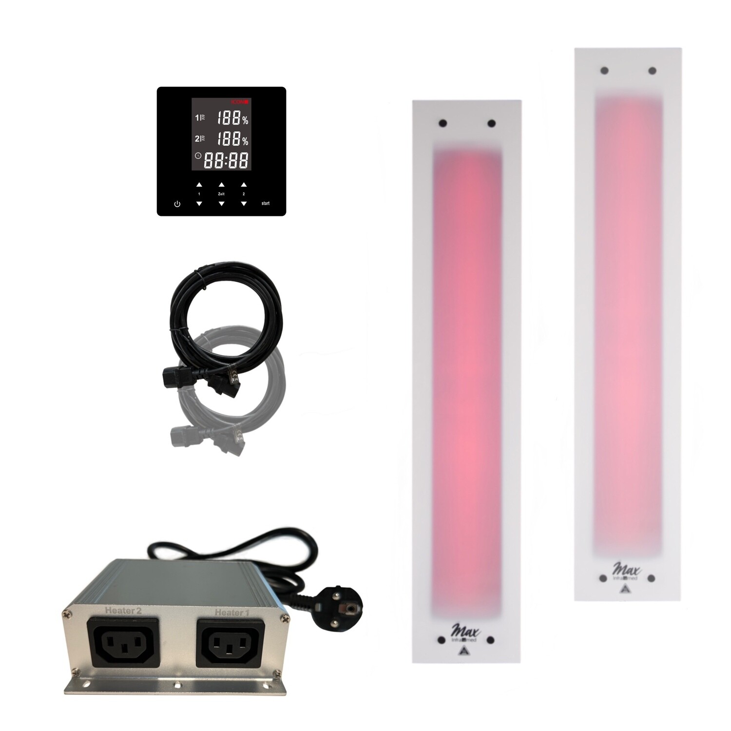 SET 1x Rückenstrahler InfraROTmed MAX© ICE 500W + 1x Frontstrahler InfraROTmed MAX© ICE 750W icon 2 TOUCH