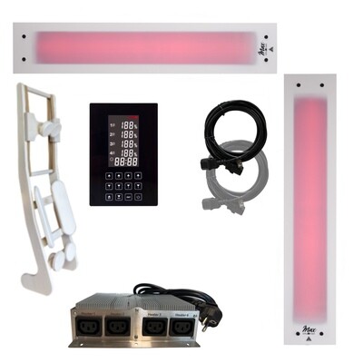 SET 1x Rückenstrahler InfraROTmed MAX© ICE 500W  + 1x Deckenstrahler InfraROTmed 1300W + icon 4 TOUCH + 1x Lehne HaLu