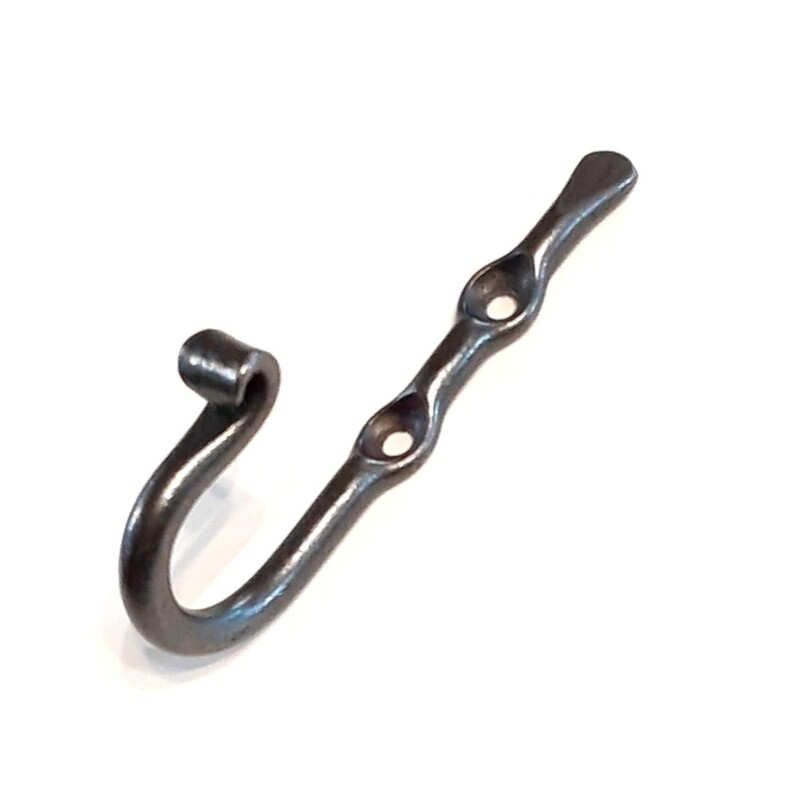 Coat Hook, Large Two-Hole Round-Stock Curled Lip