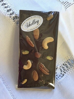 Large Bar of Dark Chocolate with Fruits and Nuts